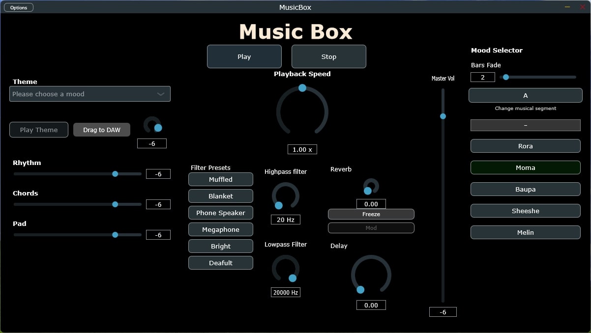 Figure 3. The MusicBox in its default state.